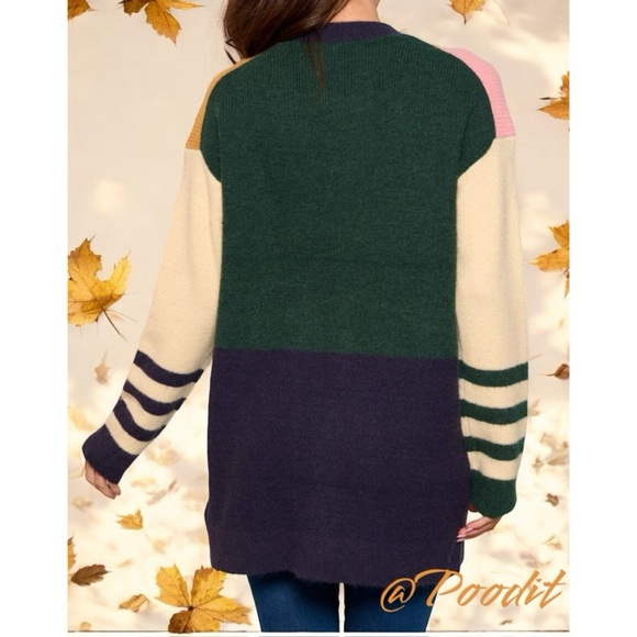 HEM & THREAD Beautiful color block button front cardigan S M L - Picture 3 of 7